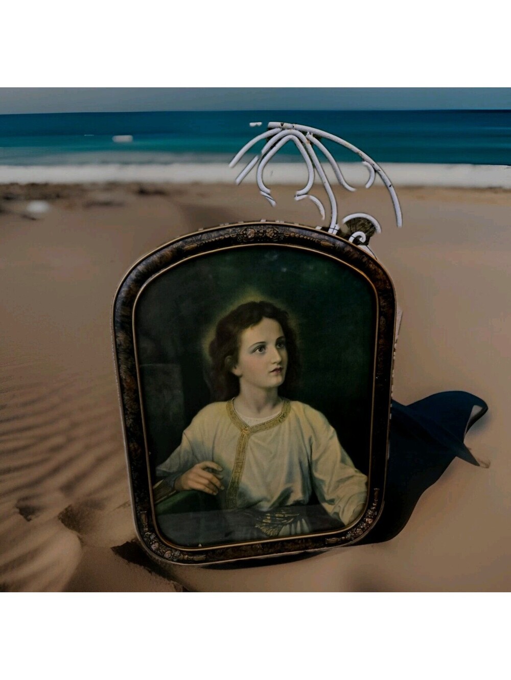 Jesus As A Young Man Oval 1" Frame Print 17.5"x 13.5" Vintage Fruit Details